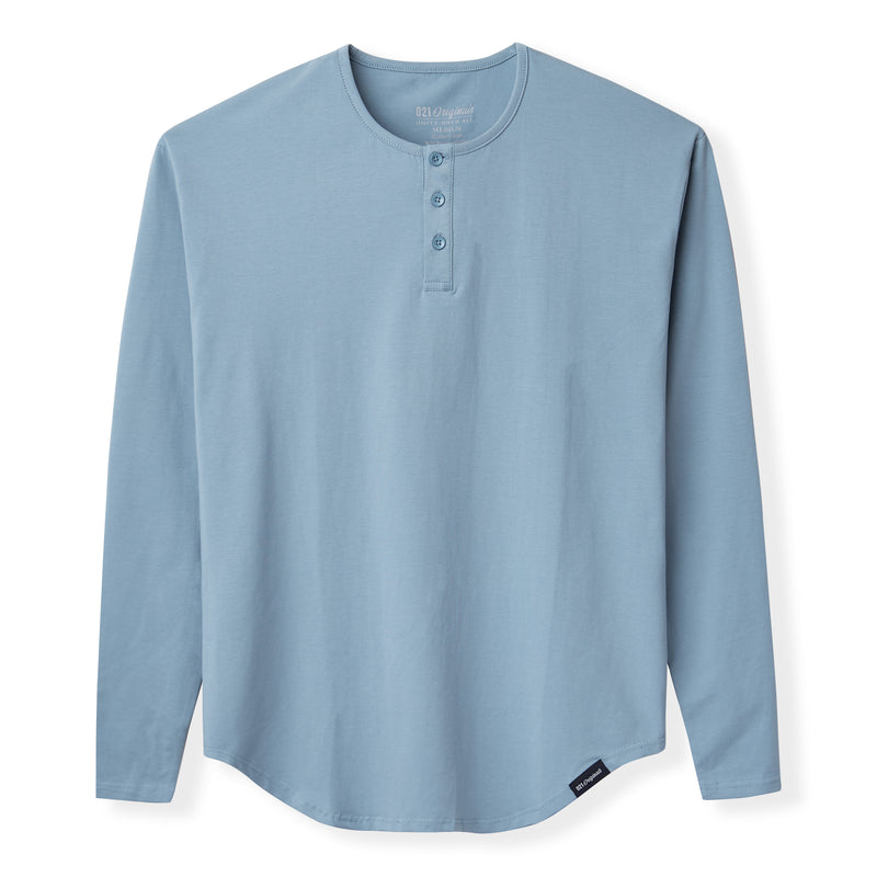 021 ESSENTIAL DROP-CUT LONG SLEEVE HENLEY - STORM BLUE