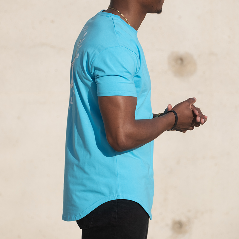 CHILL OUT DROP-CUT T-SHIRT - ELECTRIC BLUE