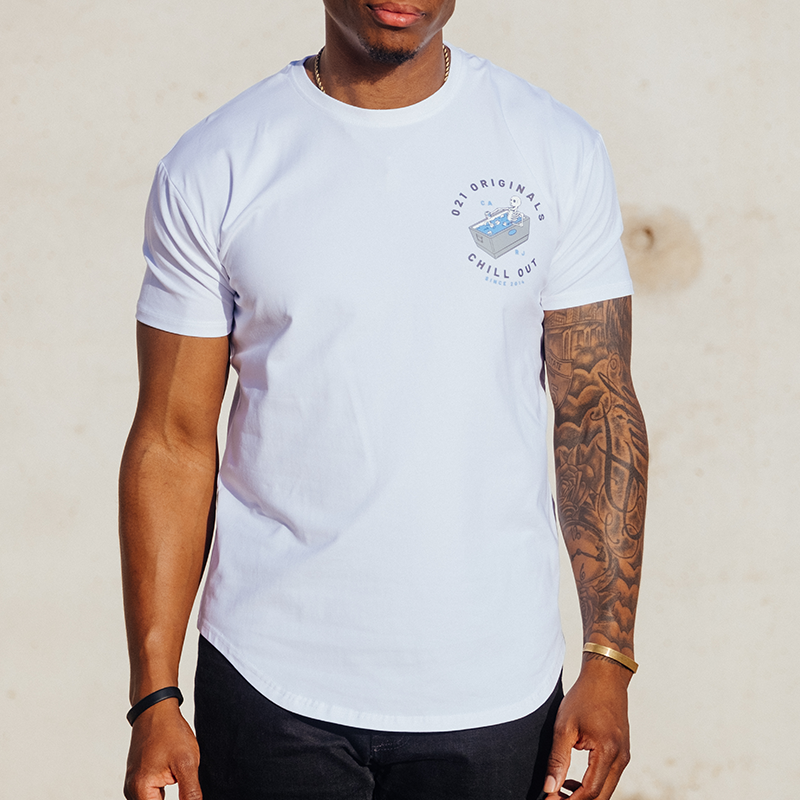 CHILL OUT DROP-CUT T-SHIRT - WHITE