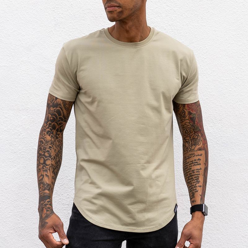 021 ESSENTIAL DROP-CUT T-SHIRT - OLIVE GREEN