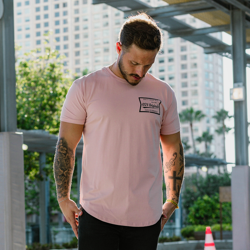 ELECTRIC STAMP DROP-CUT T-SHIRT - DUSTY ROSE