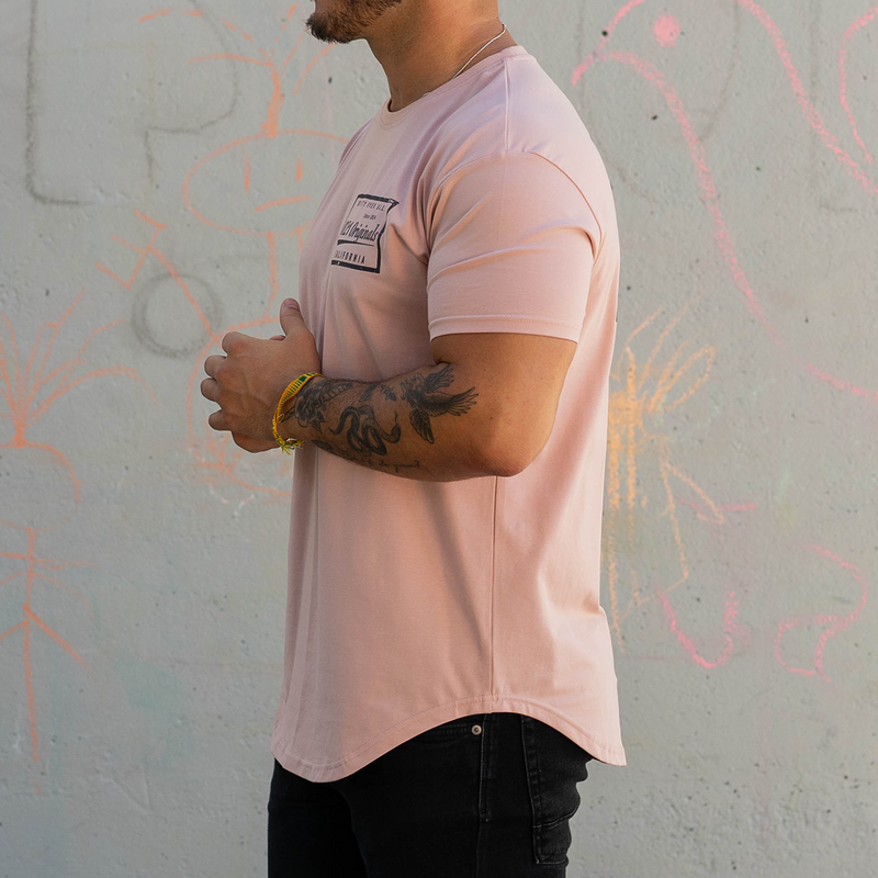 ELECTRIC STAMP DROP-CUT T-SHIRT - DUSTY ROSE