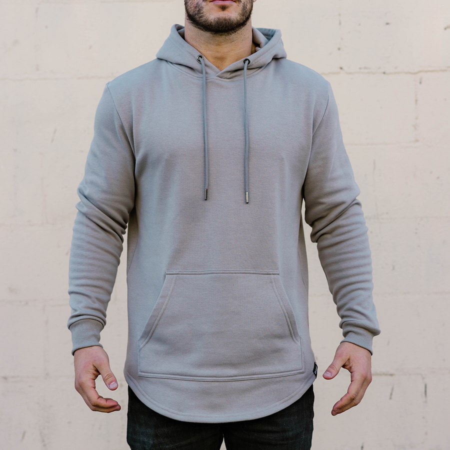 Essential Drop Cut Hoodie Cement Front