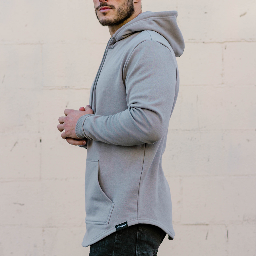 Essential Drop Cut Hoodie Cement Side