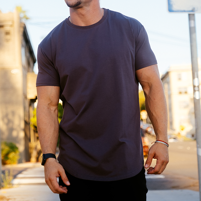 Essential Drop Cut T-Shirt Charcoal Front